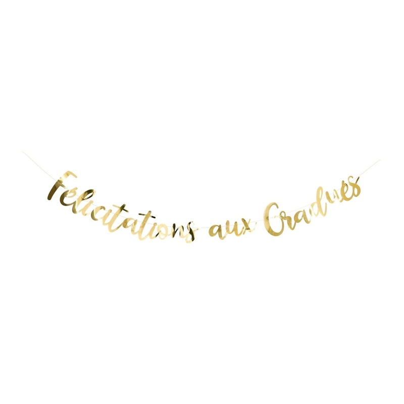 Gold "Flicitations aux Gradus" Foil Letter Banner, 94 Inches, 1 Count