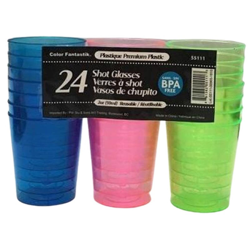 Neon Shot Glasses, 2oz, 24 Count
