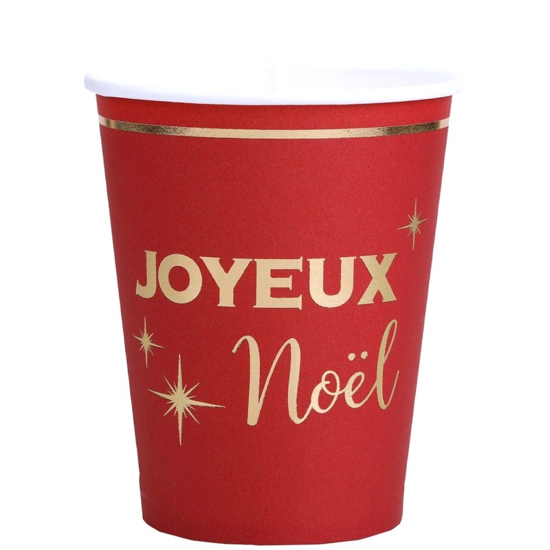 Nol Chic Paper Cups, Red and Gold, 9 Oz, 10 Count