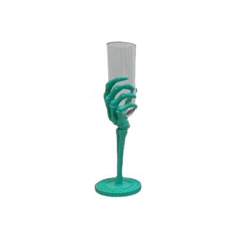 Summerween Blue Skeleton Hand Plastic Flute Glass, 1 Count