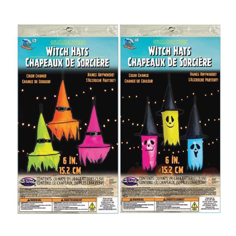 Summerween Colour Change Witch Hats, 6 Inches, Assortment, 3 Count