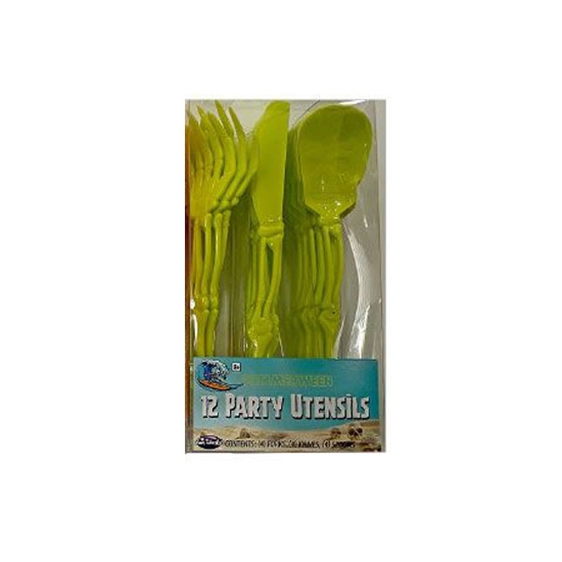 Summerween Green Funny Bones Utensils, 12 Count