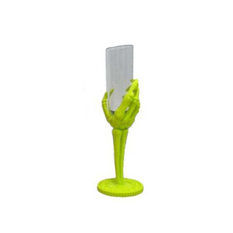 Summerween Green Skeleton Hand Plastic Flute Glass, 1 Count