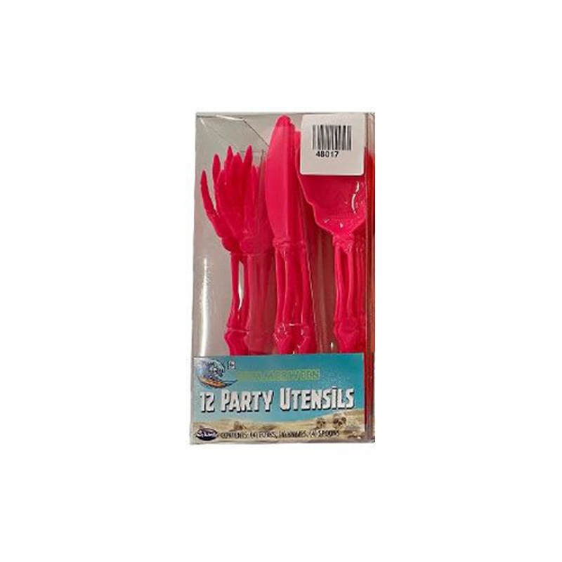 Summerween Pink Funny Bones Utensils, 12 Count