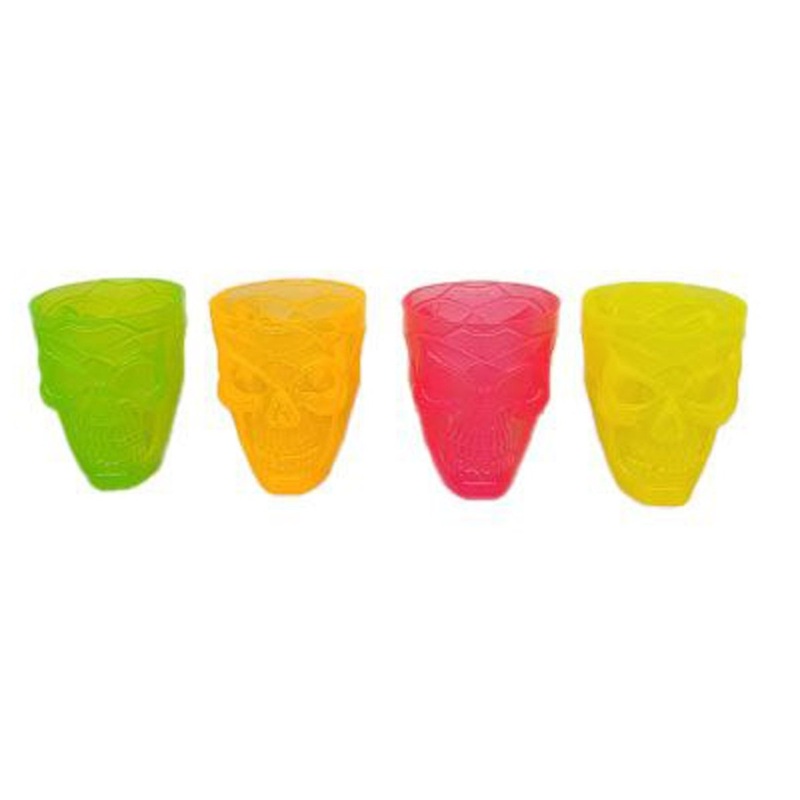Summerween Skull Shaped Plastic Shot Glasses, Assortment, 2 Count