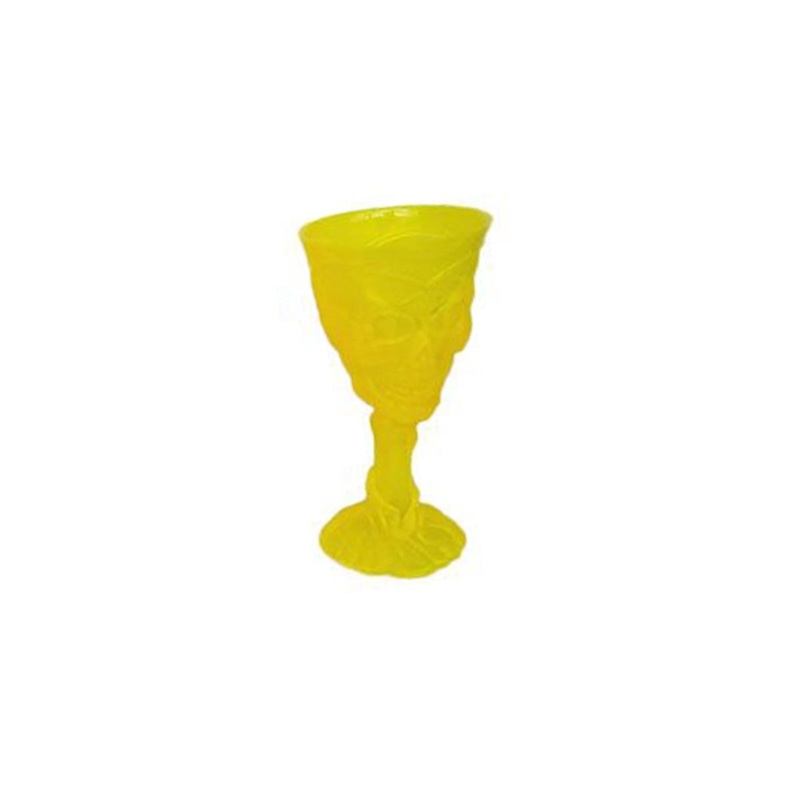 Summerween Yellow Plastic Skull Goblet, 8.20 Oz, 1 Count