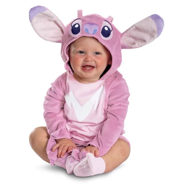Angel Classic Costume for Toddlers, Disney, Pink Jumpsuit with Headpiece 6-12M