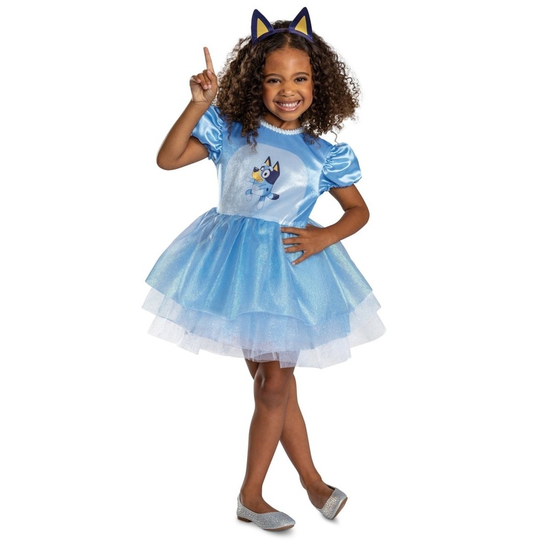Bluey Dress Classic Costume for Toddlers, Blue Dress with Headband 2T