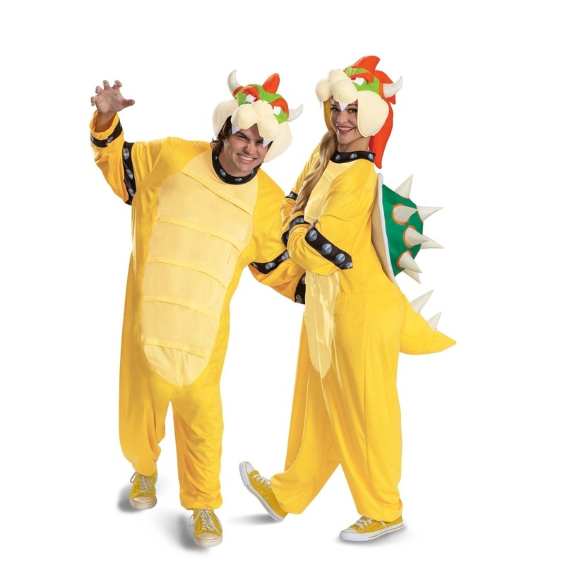 Bowser Jumpsuit Costume for Adults, Super Mario Bros, Jumpsuit and Headpiece XS/S
