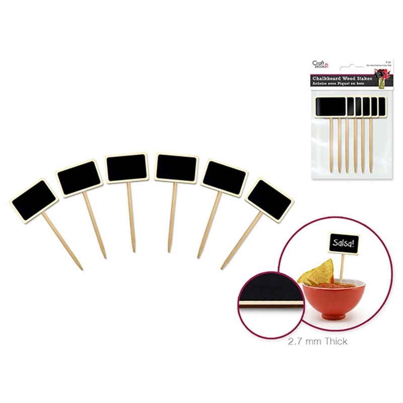 Chalk It Up Wood Stakes with Slate, 6 Count