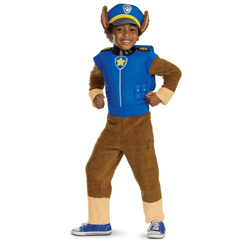 Chase Deluxe Costume for Toddlers, Paw Patrol, Jumpsuit with Tail and Headpiece 12-18M