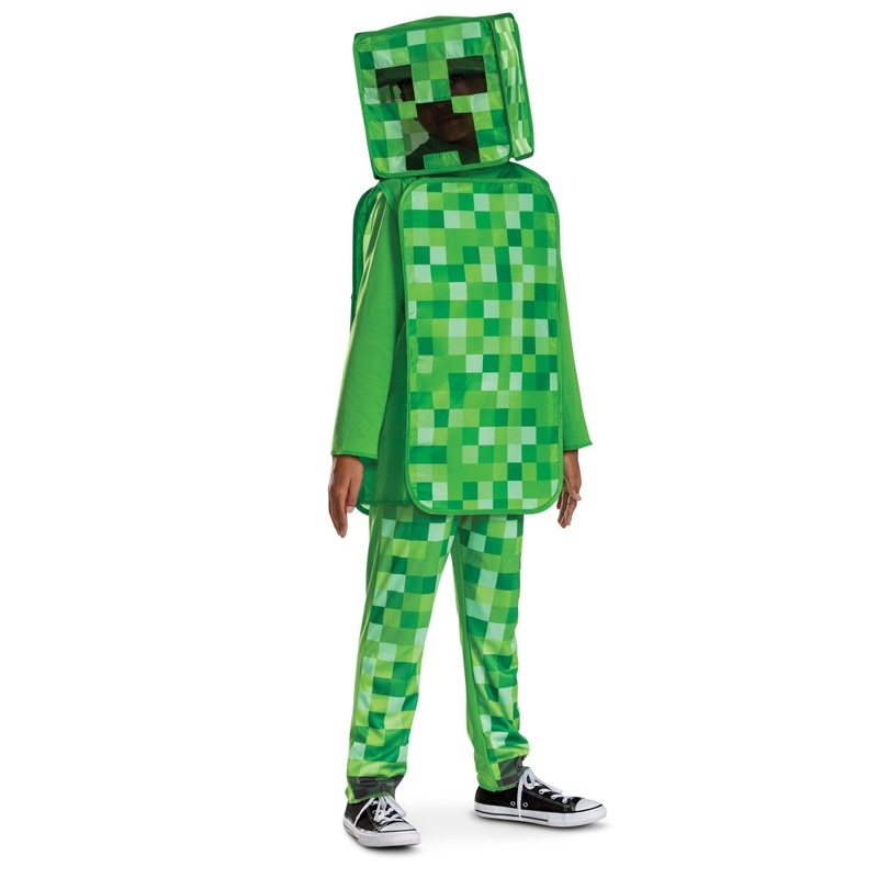 Creeper Classic Costume for Kids, Minecraft, Jumpsuit with Tunic and Headpiece S