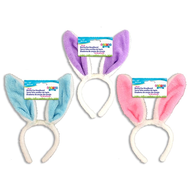 Easter Plush Bunny Ears Headband, 12 Inches, Assortment, 1 Count