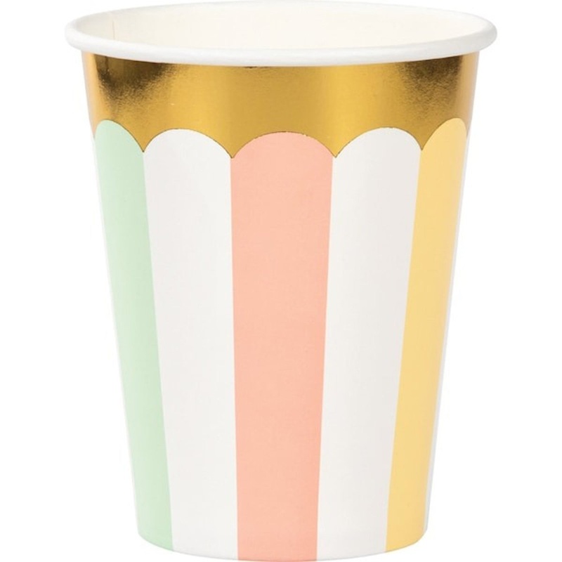 Foil Pastel Party Paper Cups, 9 Oz, 8 Count