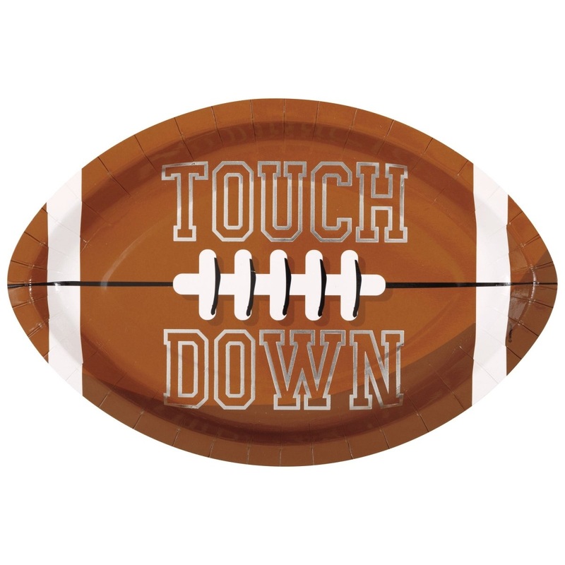 Football Shaped Large Lunch Paper Plates, 12 Inches, 8 Count