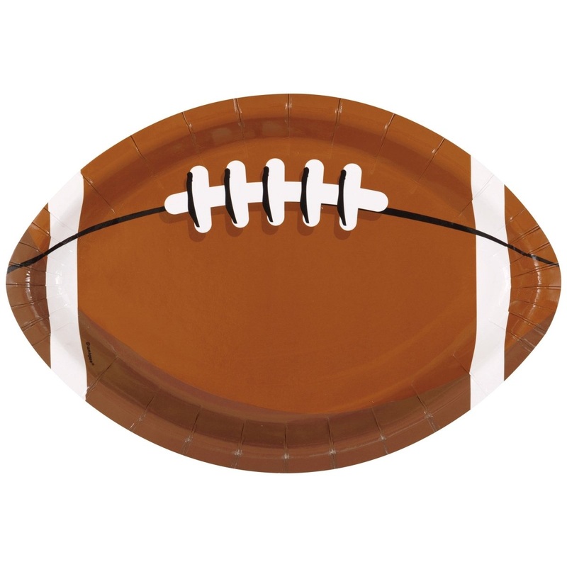 Football Shaped Large Lunch Paper Plates, 9 Inches, 8 Count