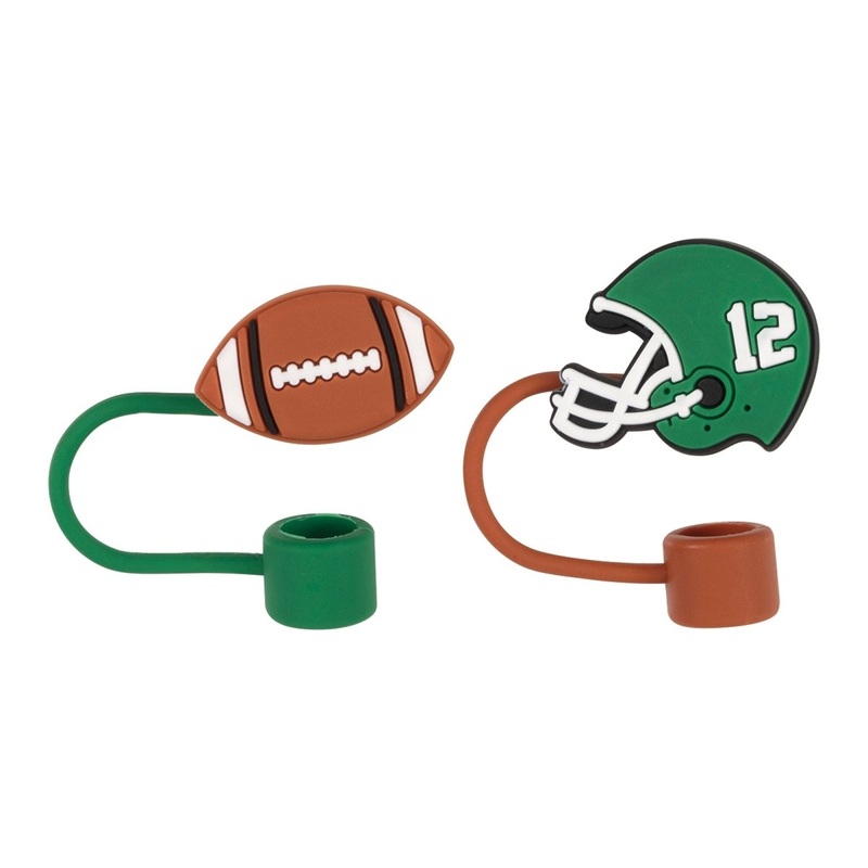 Football Silicone Straw Covers, 8 Count