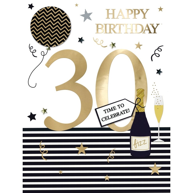 Giant 30th Birthday Card, Time to Celebrate, 9 x 12 Inches, 1 Count