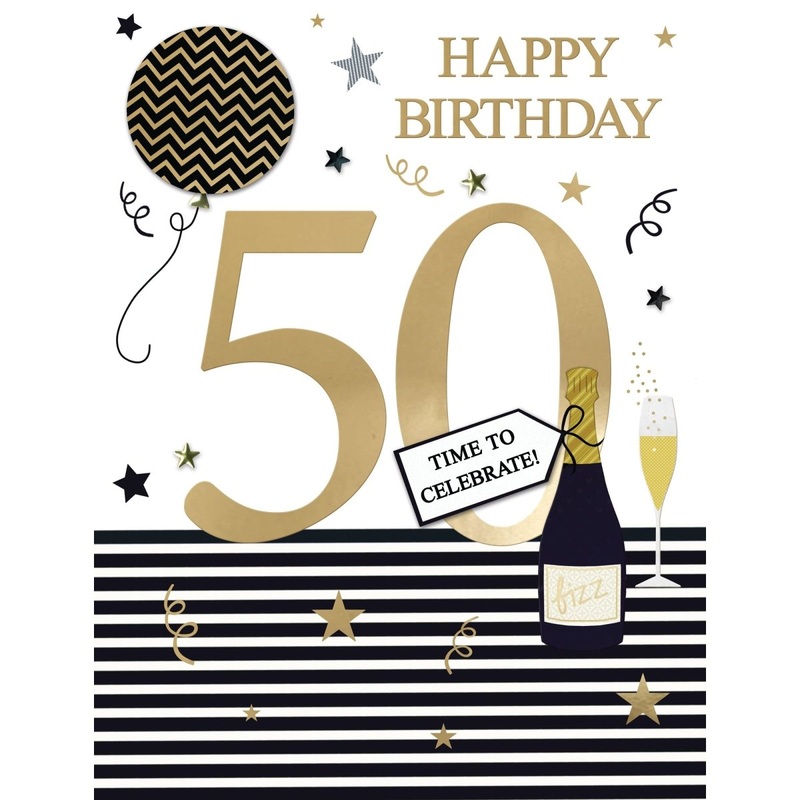 Giant 50th Birthday Card, Time to Celebrate, 9 x 12 Inches, 1 Count