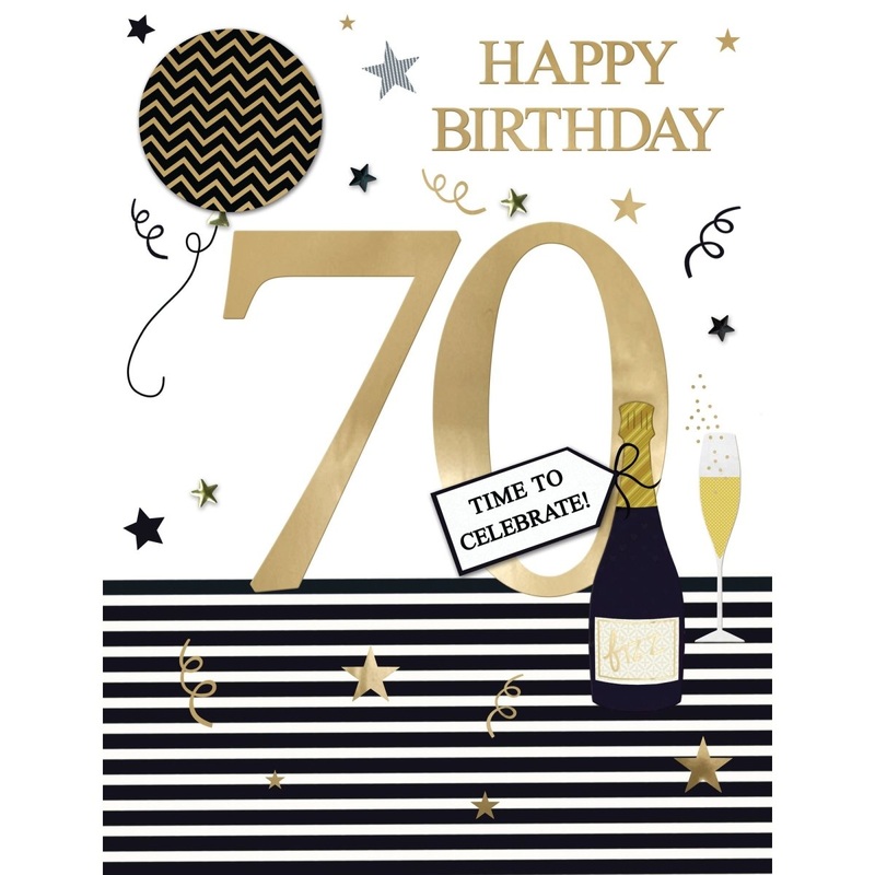 Giant 70th Birthday Card, Time to Celebrate, 9 x 12 Inches, 1 Count