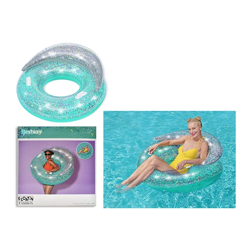 Glitter Dream Inflatable Swim Ring with Headrest, Turquoise, 46 Inches, 1 Count