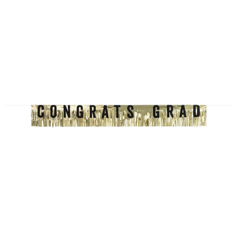 Golden Star Graduation "Congrats Grad" Banner, 72 Inches, 1 Count