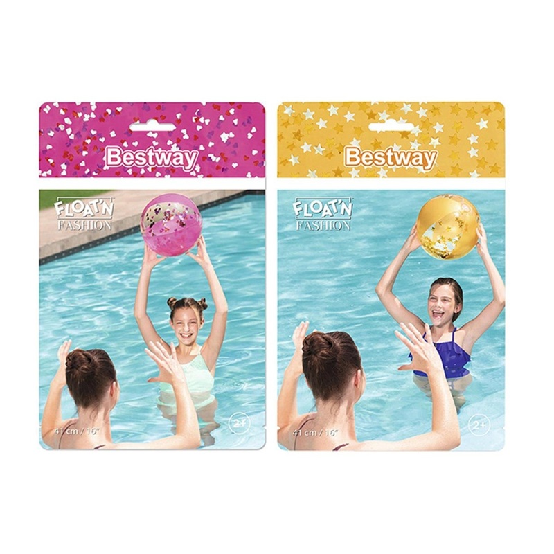 Inflatable Glitter Beach Ball, 16 Inches, Assortment, 1 Count