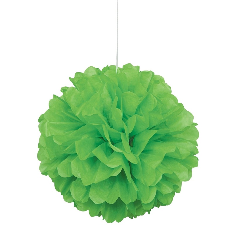 Kiwi Green Puff Hanging Decoration, 16 Inches, 1 Count