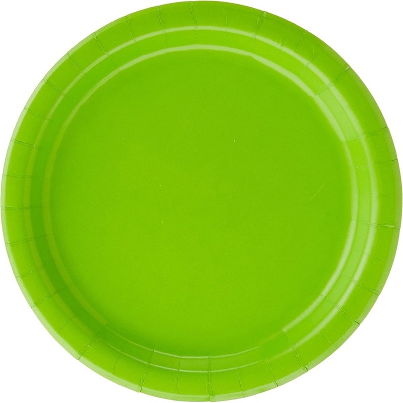 Lime Green Small Round Dessert Paper Plates, 7 Inches, 24 Count