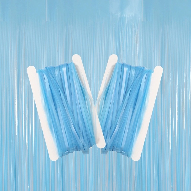 Neon Blue Fringe Curtain, 1 Count