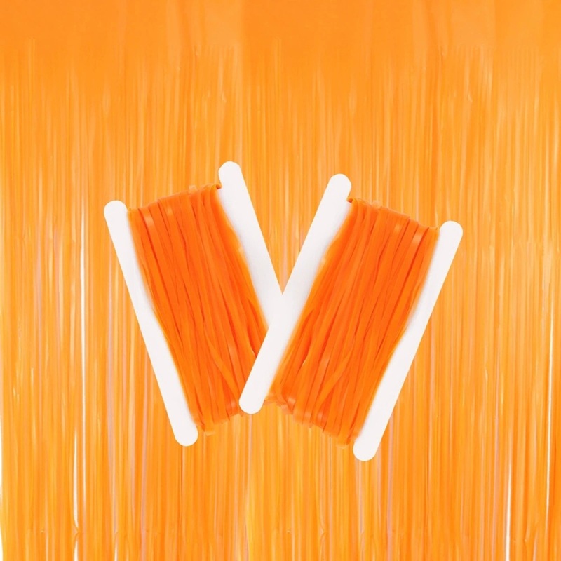 Neon Orange Fringe Curtain, 1 Count