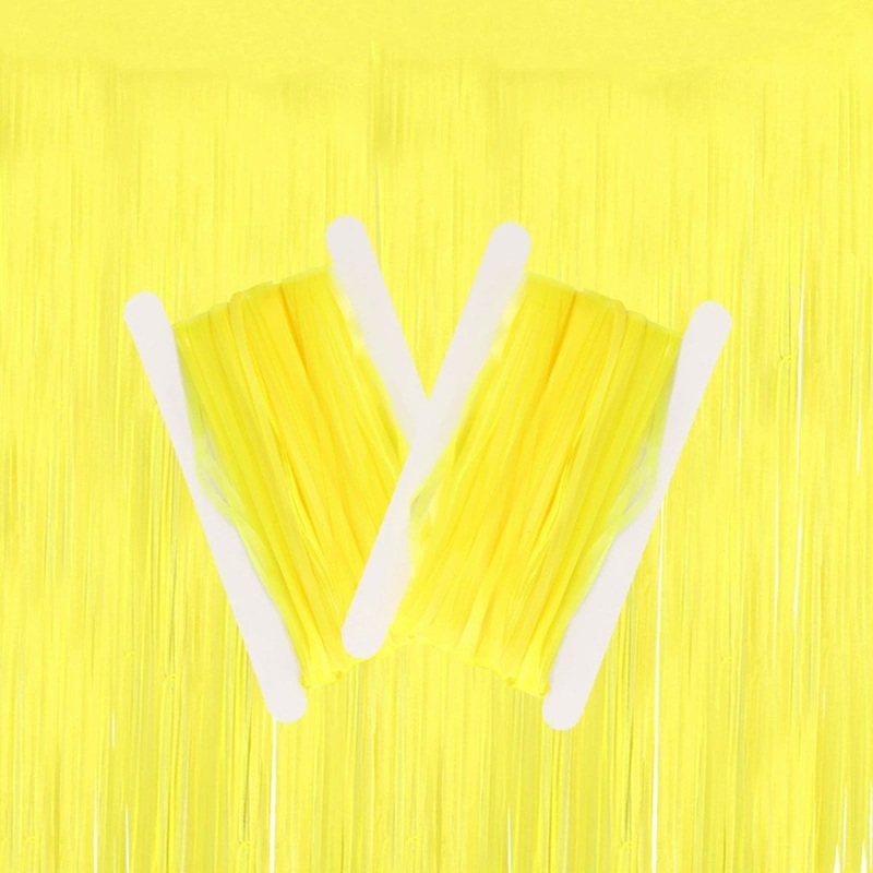 Neon Yellow Fringe Curtain, 1 Count