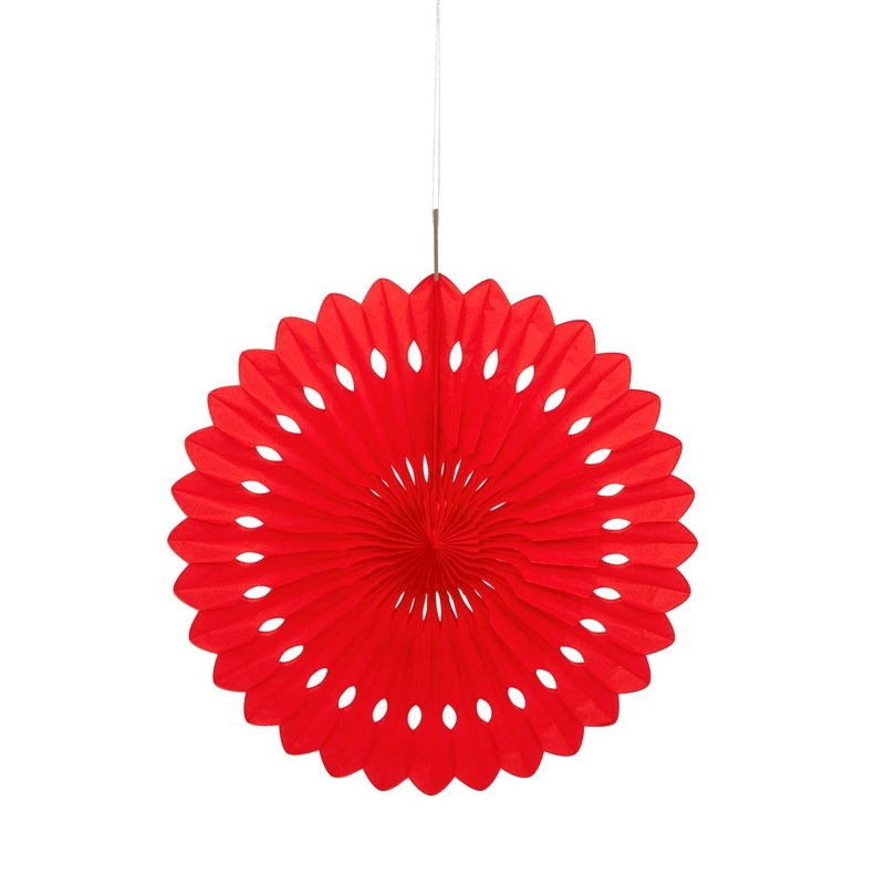 Red Decorative Paper Fan, 16 Inches, 1 Count