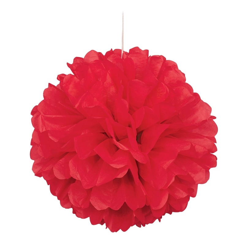 Red Puff Hanging Decoration, 16 Inches, 1 Count