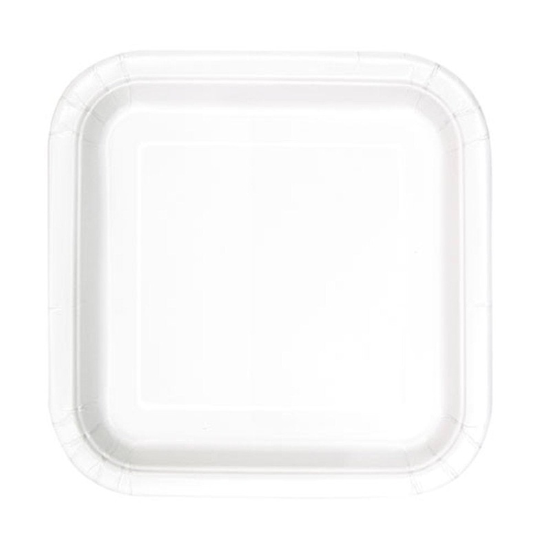 Square Paper Plates White, 9 Inches, 14 Count