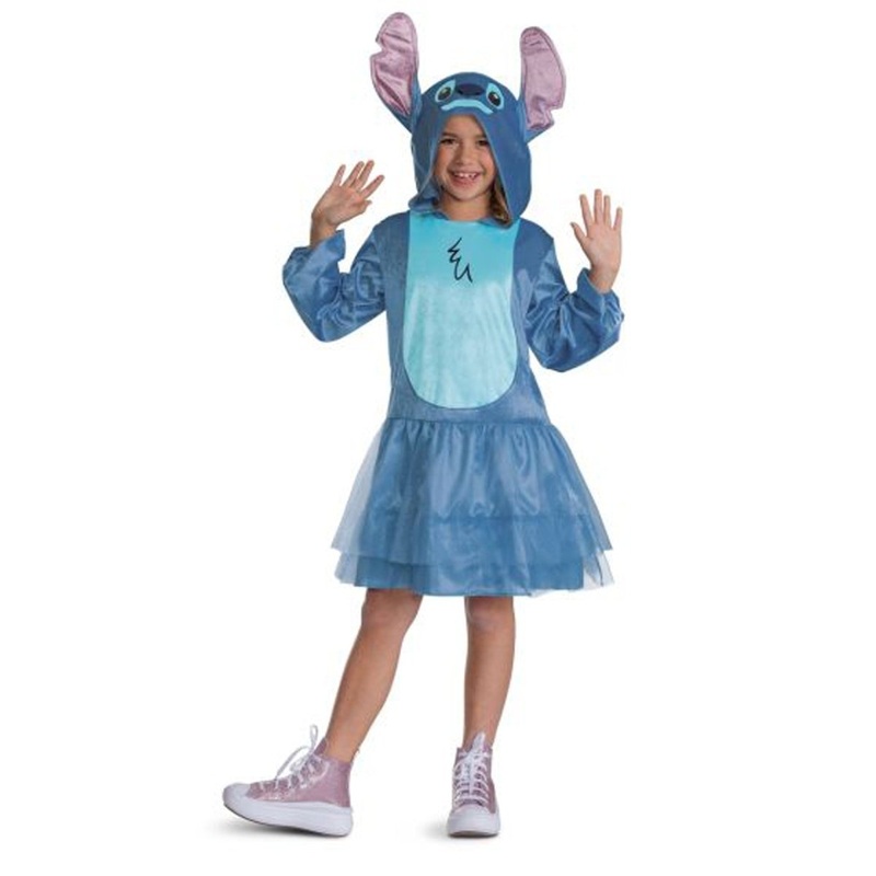 Stitch Classic Dress Costume for Kids, Disney, Hooded Dress S