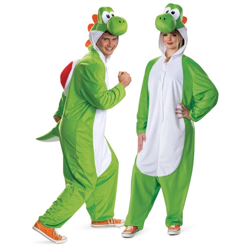 Yoshi Hooded Jumpsuit Costume for Adults, Super Mario Bros XS/S