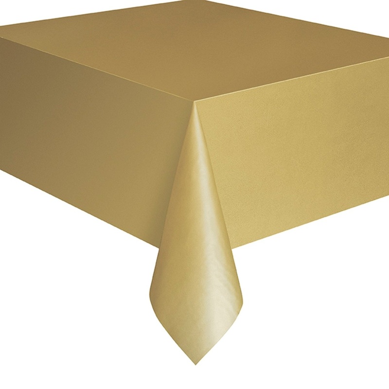 Gold Rectangular Plastic Table Cover, 54 x 108 Inches, 1 Count