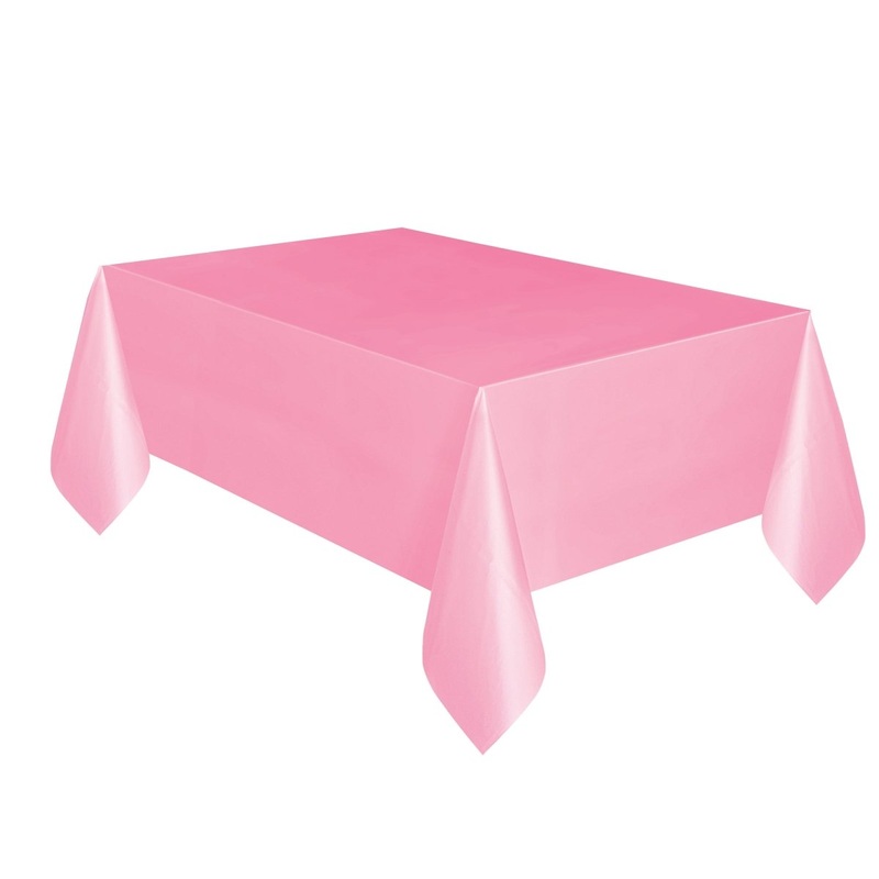 Light Pink Rectangular Plastic Table Cover, 54 x 108 Inches, 1 Count