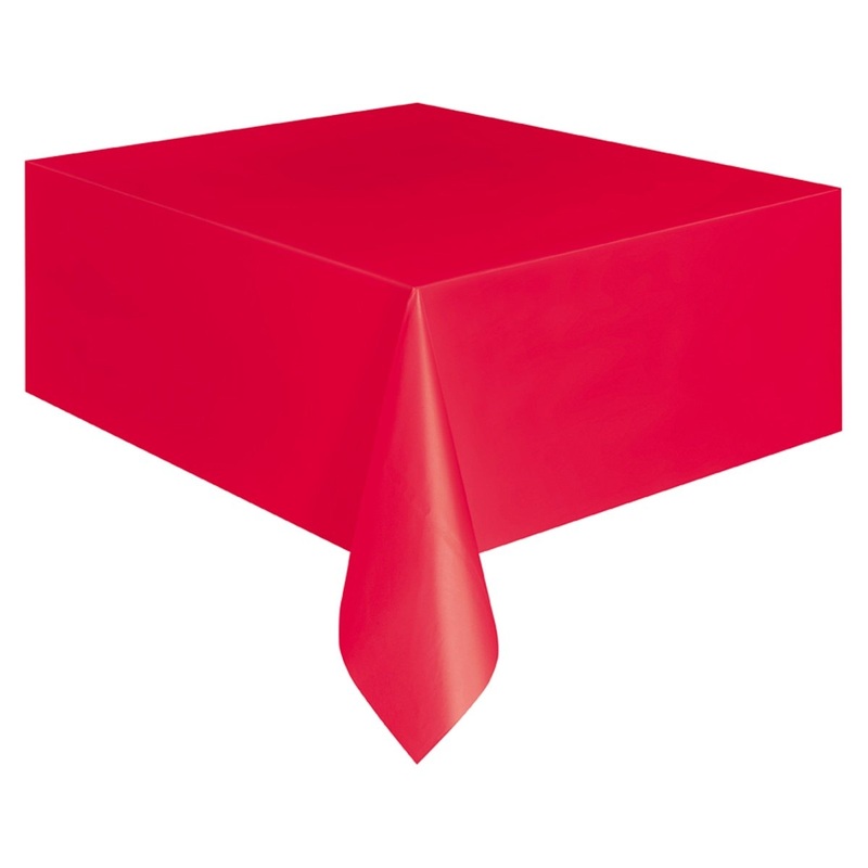 Red Rectangular Plastic Table Cover, 54 x 108 Inches, 1 Count