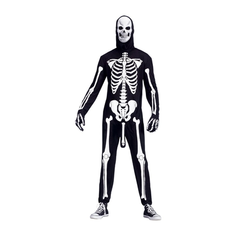 Skele-Boner Costume for Adults, Jumpsuit with Mask and Gloves STD