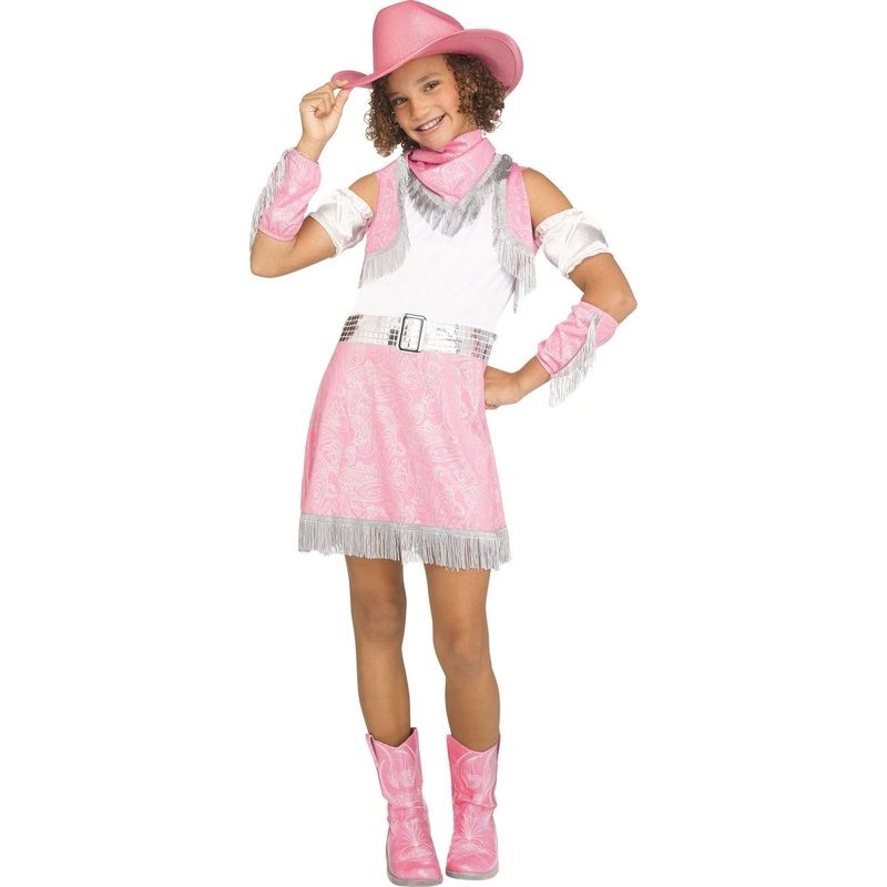 Sparkle Cowgirl Costume for Kids, Pink and White Dress S