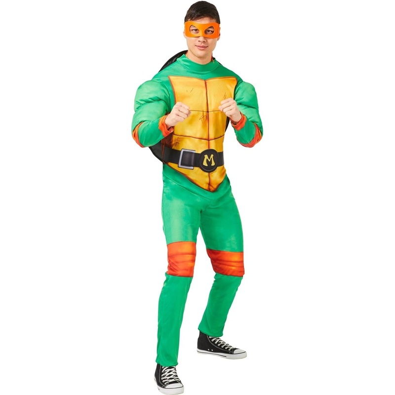 Teenage Mutant Ninja Turtles Mikey Costume for Adults, Jumpsuit, Shell and Mask M