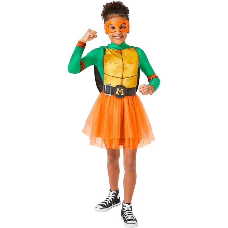 Teenage Mutant Ninja Turtles Mikey Costume for Kids, Dress, Shell, Belt and Mask S