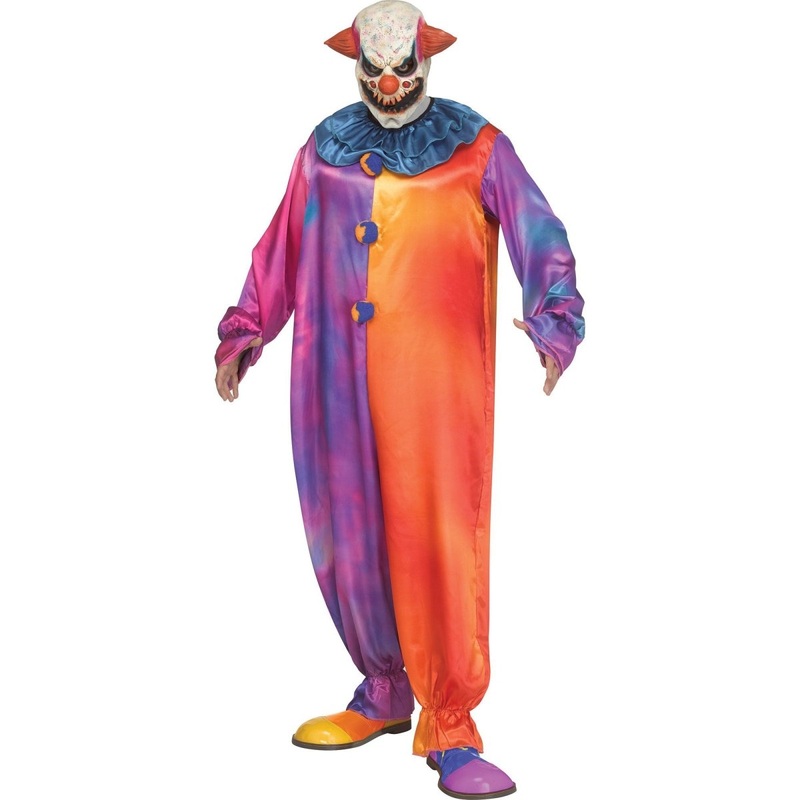 Tie-Die Clown Costume for Adults, Jumpsuit, Collar and Mask STD