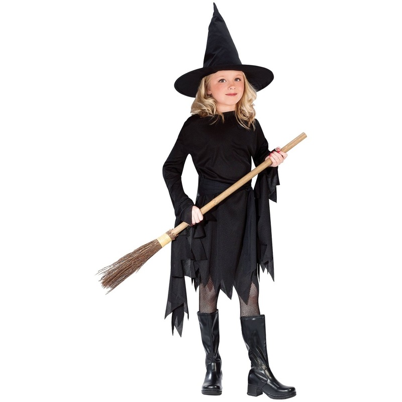 Witchy Witch Costume for Kids, Black Dress and Hat S