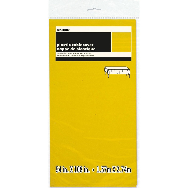 Yellow Rectangular Plastic Table Cover, 54 x 108 Inches, 1 Count