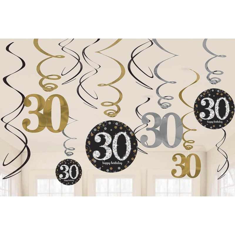 30th Sparkling Celeb - Foil Swirls 12/pkg.