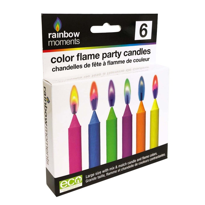 Candles W/color Flames And Smiley 6/pkg