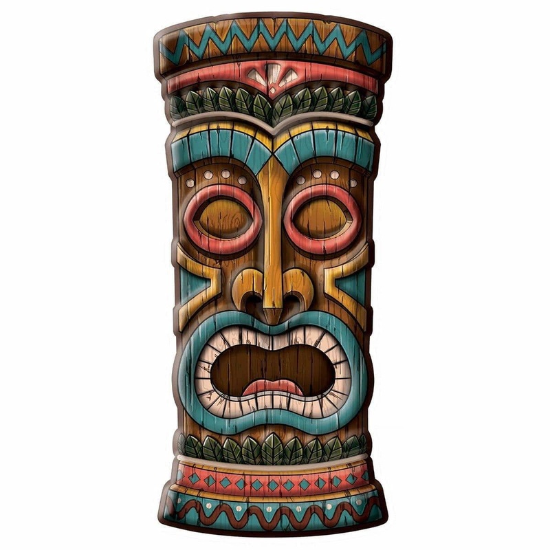 Giant Tiki Mask Decoration, 8 1/2 x 22 1/2 Inches, 1 Count